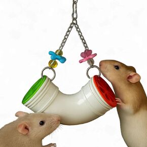 Mouse Rat Enrichment Toys Foraging, Treat Dispenser Rats Foraging Toy, Interactive Hide Treats Enrichment Hamster Toy for Rats Guinea Pig Small Pet, Hanging Slow Feeder (S, Plastic)