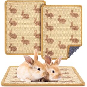 2 Pcs Rabbit Scratching Pad Natural Sisal Bunny Scratch Pads 16 x 12'' Rabbit Scratcher Mat Grinding Claw and Teeth Care Boards for Guinea Pig Hamster Resting Mats Bedding Rug Cage Accessories