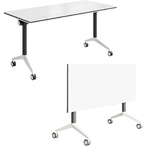 Conference Room Table, Folding Modern Conference Room Tables, Mobile Training Desk, Flip Top Mobile Training Desks with Silent Wheels, for Office Home School,120cm/47.2in,10pack