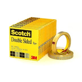 Scotch Permanent Double Sided Tape Refill Rolls, 1/2"" x 36 yds, 3"" Core, Clear, 12 Rolls (665-12PK, 6 Packs of 2) – Photo-Safe Adhesive for Office, School, Crafts, Packaging