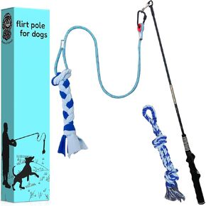 Ruby & Friends Flirt Pole for Dogs is Perfect for Large, Medium & Small Dogs, with 2 Attachments, The Dog Flirt Pole is 35" in Length and Comes with a Fleece Tether Toy and Rope Attachment