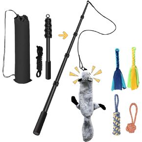 Dog Flirt Pole, Interactive Toys Tug-of-war for Dogs, Five-Section Retractable Adjustable Length,for Outdoor Exercise & Training for Small Medium Large Dogs