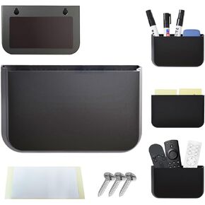 1 Pack Silicone Magnetic Pen Holder,Locker Organizer,Remote Control Holder,Foldable Design Magnetic Shelf for Pen,Marker,Remote,Strong Magnet Organizer for Fridge,Whiteboard,Locker Accessories - Black