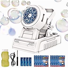 Automatic Bubble Machine 10 Holes Bubble Blower 20000+ Big Bubbles Per Minute Bubbles for Kids Portable Bubble Maker Operated by USB or Batteries for Outdoor Birthday Gifts Wedding Easter Party Favor