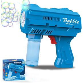 Bubbles Guns for Kids，Automatic Bubble Gun with LED Light，Children's Bubble Blowing Machine，Suitable for Adult and Child Gift Toys, Summer, Easter, Party Bubble Machines (Blue)
