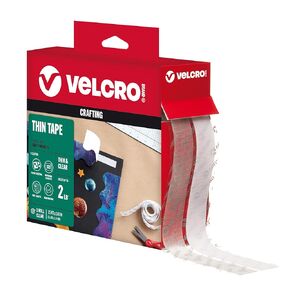 VELCRO Brand Thin Clear Tape | 15 Ft x ¾" | Cut Strips to Length | Home Office or Crafts Fastening Solution | Large Roll, 91325