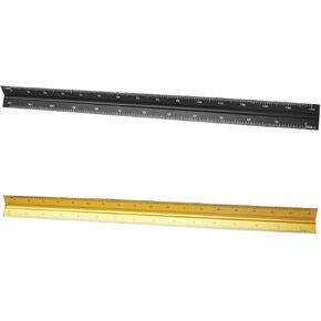 2 Pcs Colorful 30Cm Aluminum Triangular Scale Ruler Small Proportion Aluminum Scale Ruler, Black Gold Calipers