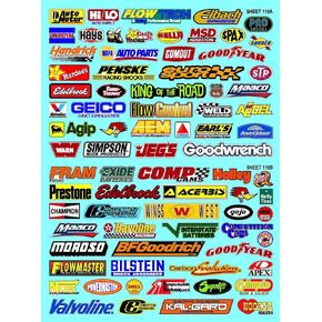 White Vinyl Sticker Sheet 116-AB - 1/12 to 1/10th Scale R/C Model Decal Sticker Sheet Radio Control Lexan Body