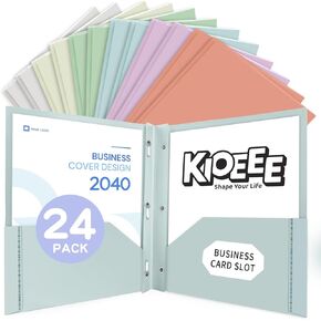 Folders with Pockets and Prongs,6 Pack Heavy Duty Plastic Pocket Folders with 3 Prongs and Business Card Slot,Fit Letter Size Paper,Assorted Color for Home,School and Office