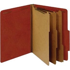 Office Depot Pressboard Classification Folders With Fasteners, Letter Size, 100% Recycled, Red, Pack Of 10, OD24092