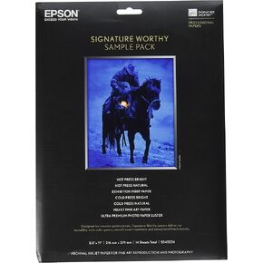 Epson Signature Worthy Paper Sample Pack, 8-1/2 x 11 Inches, Assorted Finishes, 14 Sheets/Pack (EPSS045234),White