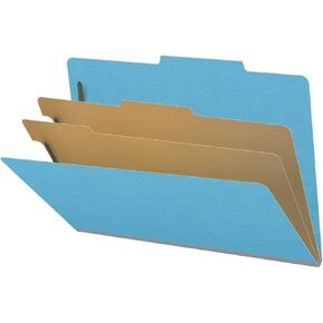 18 pt Heavy Duty Top Tab Color Folders, 2/5 Cut ROC Top Tab, Legal Size, 2 Dividers, Purple (Box of 10)