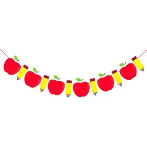 2 Pieces Back to School Banner for Back to School Decorations, Made of Cardstock Apple Pencil Banner, First Day of School Banner