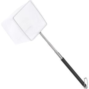 Aquarium Tank Net Small 2.55 in Square Fishing Net Stainless Steel Fish Shrimp Skimming Nets Extendable Handle Shrimp Nets for Aquarium Fish Tank Pond (Black)