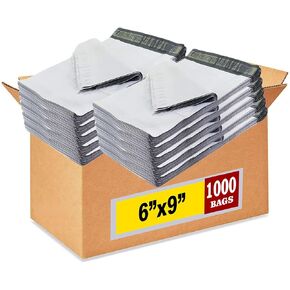iMBAPrice 6x9 Inches White Poly Mailers, 1000-Pack Small #1 White Color Poly Mailing Shipping Envelopes Bags, Self Seal Adhesive Waterproof and Tear Proof (Total 1000 Bags) in Bulk