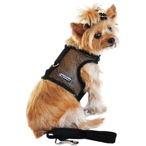 DOGGIE DESIGN Cool Mesh Dog Harness - Solid Black (Medium)