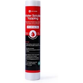 RICHWORD Wash Away Water Soluble Embroidery Stabilizer and Topping Film 12"x 25 Yard Compatible with Most Hoops 35µm Light Weight for Machine Embroidery and Hand Sewing
