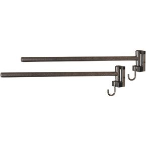 Schneiders Easy-Up Pro Mounted Swing-Out Saddle Pad Rack with Hook | 28-Inch Swivel Arms | Rust-Resistant Finish | Easy Installation | Set of 2 | Color Gray Armor