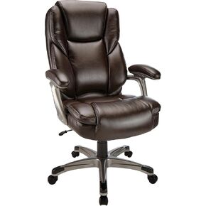 RealSpace® CRESSFIELD LEATHER CARCH عالية الظهر ، بني/فضية