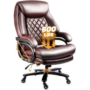 800lbs Big and Tall Office Chair for Heavy People Executive Office Chair with Wide Spring Seat Computer Desk Chair 360 Swivel Home Office Desk Chair (Brown)