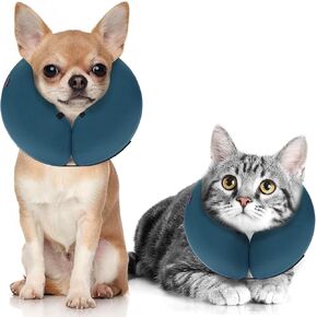 MIDOG Inflatable Dog Neck Donut Collar Alternative After Surgery, Soft Protective Recovery Cone for Small Medium Large Dogs and Cats Puppies - Alternative E Collar (Blue, XS)