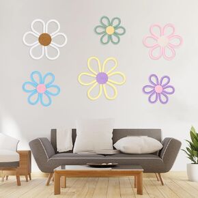 WYZCTTD 6 PCS Boho Style Nursery Wall Decorations Set Handwoven Macrame Daisy Flowers in Three Sizes Perfect for Boho Room Decor in Bohemian Home or Dorm (Daisy Flower-1)