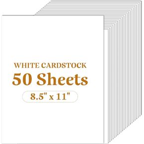 Ftumertly 50 Sheets White Cardstock 8.5 x 11, Card Stock 92lb/250gsm Thick Cardstock, Printer Paper Cover Stock for Invitations, Menus, Scrapbooking, DIY Cards, Wedding