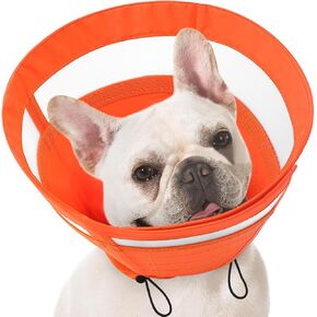 SAWMONG Soft Cone for Dogs, Dog Cones for Medium Dogs, Adjustable Pet Recovery Collar to Stop Licking, Comfy Elizabeth E-Collar for Dogs After Surgery Alternative (M,Blue)