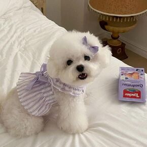 Elegant Striped Pattern Dog Dress Breathable Summer Pet Dress for Small Medium Dogs