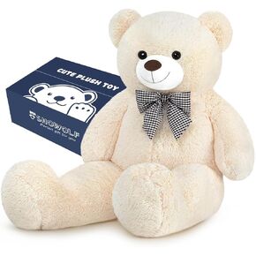 Giant Pink Teddy Bear 45 inch Stuffed Animals Plush Toy, Cute Life Size Big Soft Bear for Boy Girl Birthday Valentine Mother's Day, 4.5 LBs