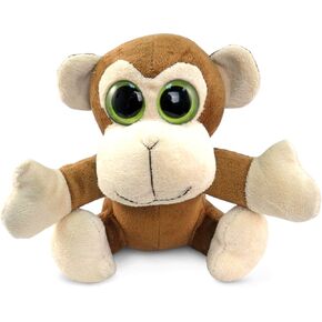 DolliBu Plush Monkey Stuffed Animal - Soft Plush Huggable Big Eyes Brown Monkey, Adorable Playtime Zoo Plush Toy, for Kids & Adults - 6 Inch