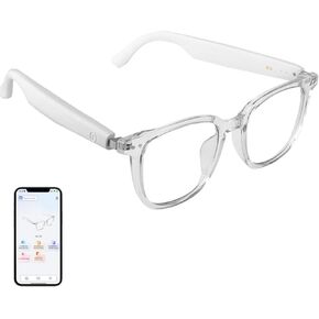 AI Translator Smart Glasses, Real-Time Bilingual Translation, Simultaneous Interpretation Glasses with Photochromic Lenses Transparent Frame, 165+ Languages, Lightweight Design for Travel & Business