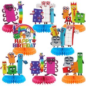 Number Birthday Party Decorations, 8Pcs Number Theme Honeycomb Centerpiece, Photo Booth Props, Cake Toppers Party Supplies for Girls and Boys, Baby Shower