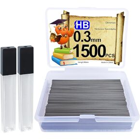 1500 Pack 0.3mm Mechanical Pencil Lead Refills HB Break-Resistant Ultra-Smooth Graphite Precision Writing for Engineering Exams & Art Sketching (length 60mm)