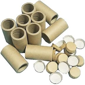 10 Kraft Paper Tubes 1.26"" ID x 3"" L - Thick Wall with 20 END CAPS, 065-0040-10