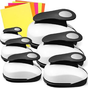 Chengu 6 PCS Circle Holes Punch 3in/2in/1.5in/1in/0.6in/0.3in Circle Punch Set Paper Scrapbook Processials with 10 Craft Paper Round Cutter Design for Office Supplies DIY Craft (Black)