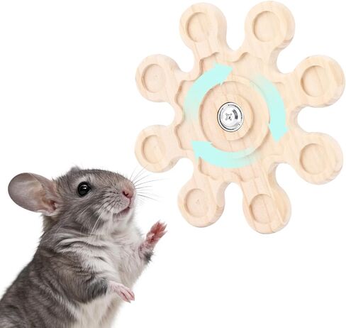 Rotating Chinchilla Chew Toys for Teeth, Wooden Interactive Toy for Guinea Pigs,Chinchillas,Gerbils,Hamsters Cage Accessories (A) in Saudi Arabia