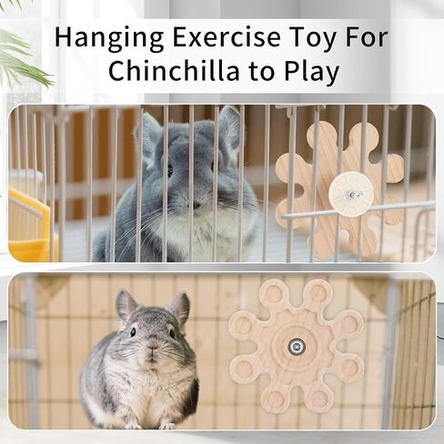 Rotating Chinchilla Chew Toys for Teeth, Wooden Interactive Toy for Guinea Pigs,Chinchillas,Gerbils,Hamsters Cage Accessories (A) in Saudi Arabia