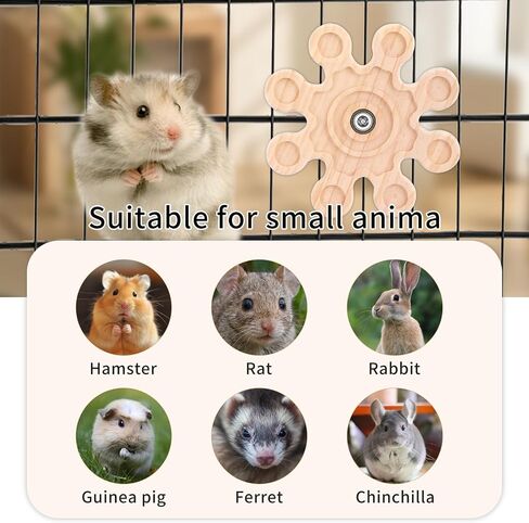 Rotating Chinchilla Chew Toys for Teeth, Wooden Interactive Toy for Guinea Pigs,Chinchillas,Gerbils,Hamsters Cage Accessories (A) in Saudi Arabia