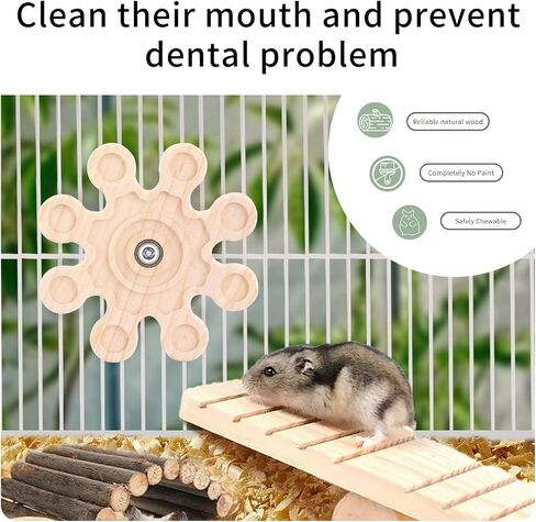 Rotating Chinchilla Chew Toys for Teeth, Wooden Interactive Toy for Guinea Pigs,Chinchillas,Gerbils,Hamsters Cage Accessories (A) in Saudi Arabia