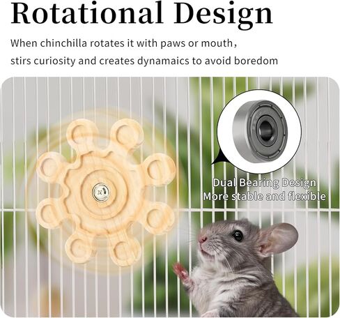 Rotating Chinchilla Chew Toys for Teeth, Wooden Interactive Toy for Guinea Pigs,Chinchillas,Gerbils,Hamsters Cage Accessories (A) in Saudi Arabia