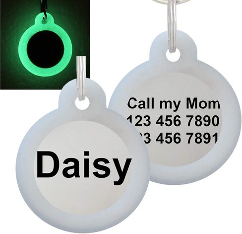 Double Sided Laser Etched Stainless Steel Pet ID Tag for Dog and Cat Engraved and Personalized 1" Round Shape (Silencer Only) in Saudi Arabia