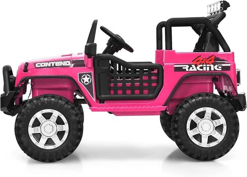 Costzon 2-Seater Ride on Truck, 12V Battery Powered Electric Vehicle w/Remote Control, 2 Speeds, Spring Suspension, LED Light, Horn, Music/ MP3, 2 Doors Open, Ride on Car for Kids (White) in Saudi Arabia