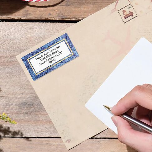 Colorful Images Navy Crisp Border Return Address Mailing Labels, Personalized with Names & Addresses, Set of 144 Custom Self Adhesive, Easy Peel Flat Label Sheets, 1-⅛ "x 2-¼" Size in Kuwait