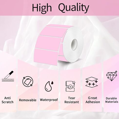 2x1 Inch Thermal Labels, Pink Thermal Printer Stickers, Waterproof Self-Adhesive Shipping Label Printer Sticker for Barcode, Name, Address, 300 Labels/Roll in Kuwait