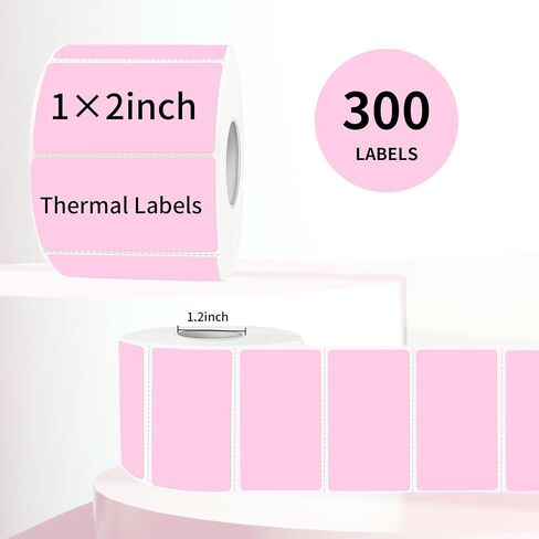 2x1 Inch Thermal Labels, Pink Thermal Printer Stickers, Waterproof Self-Adhesive Shipping Label Printer Sticker for Barcode, Name, Address, 300 Labels/Roll in Kuwait