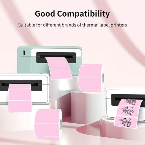 2x1 Inch Thermal Labels, Pink Thermal Printer Stickers, Waterproof Self-Adhesive Shipping Label Printer Sticker for Barcode, Name, Address, 300 Labels/Roll in Kuwait