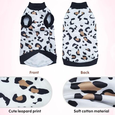 Idepet Cat Clothes Kitten Sweater Soft Kitten Shirt Cute Leopard Print Kitty Vest Pullover Pajamas Jumpsuit Cotton Apparel for Hairless Cats &Puppy (White,XS) in Saudi Arabia