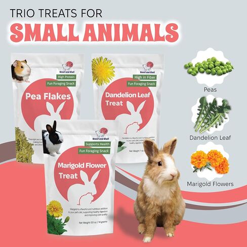 Snout and Shell Small Animal Treats – Pea Flakes, Dandelion Leaf (1oz), Marigold Flowers (0.5oz) – Natural Foraging Snacks for Rabbits, Guinea Pigs, Chinchillas, Hamsters & More in Kuwait
