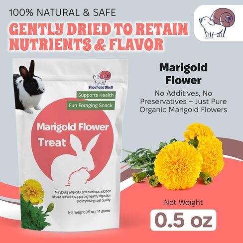 Snout and Shell Small Animal Treats – Pea Flakes, Dandelion Leaf (1oz), Marigold Flowers (0.5oz) – Natural Foraging Snacks for Rabbits, Guinea Pigs, Chinchillas, Hamsters & More in Kuwait